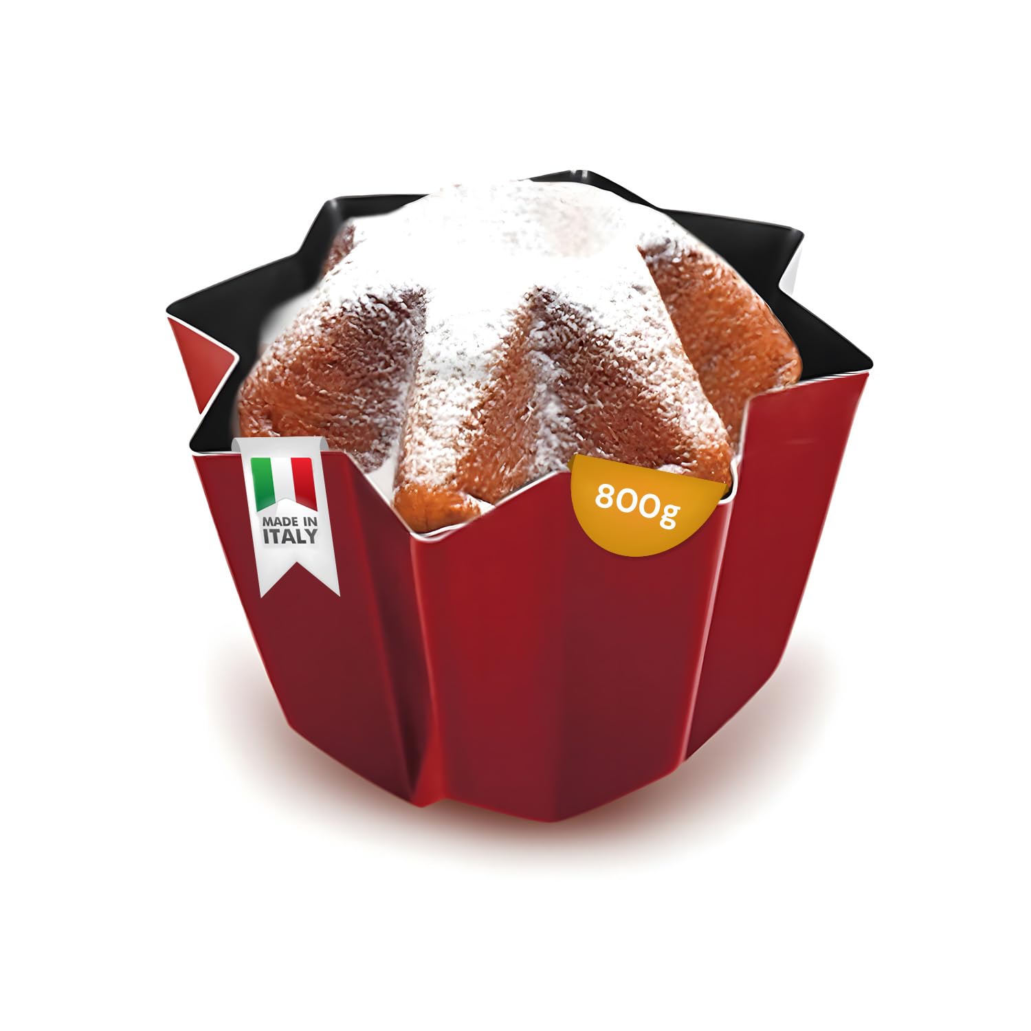 Avilia Pandoro Panettone Mould in Red Aluminium 22 cm - Ideal for Cooking Christmas Cakes - Resistant and Durable Over Time Ensures Unifome Heat Distribution - 800 g