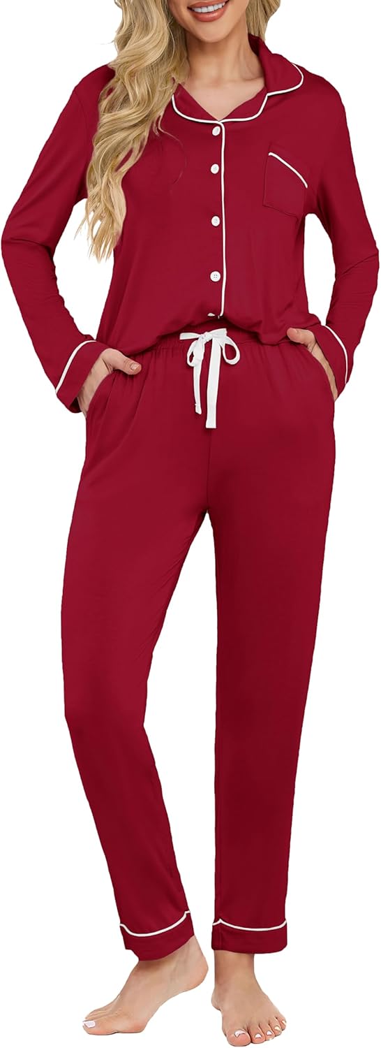 Women's Pajama Sets Long Sleeve Button Down Sleepwear Soft Pjs Lounge Sets for Women 2 Piece - Image 6