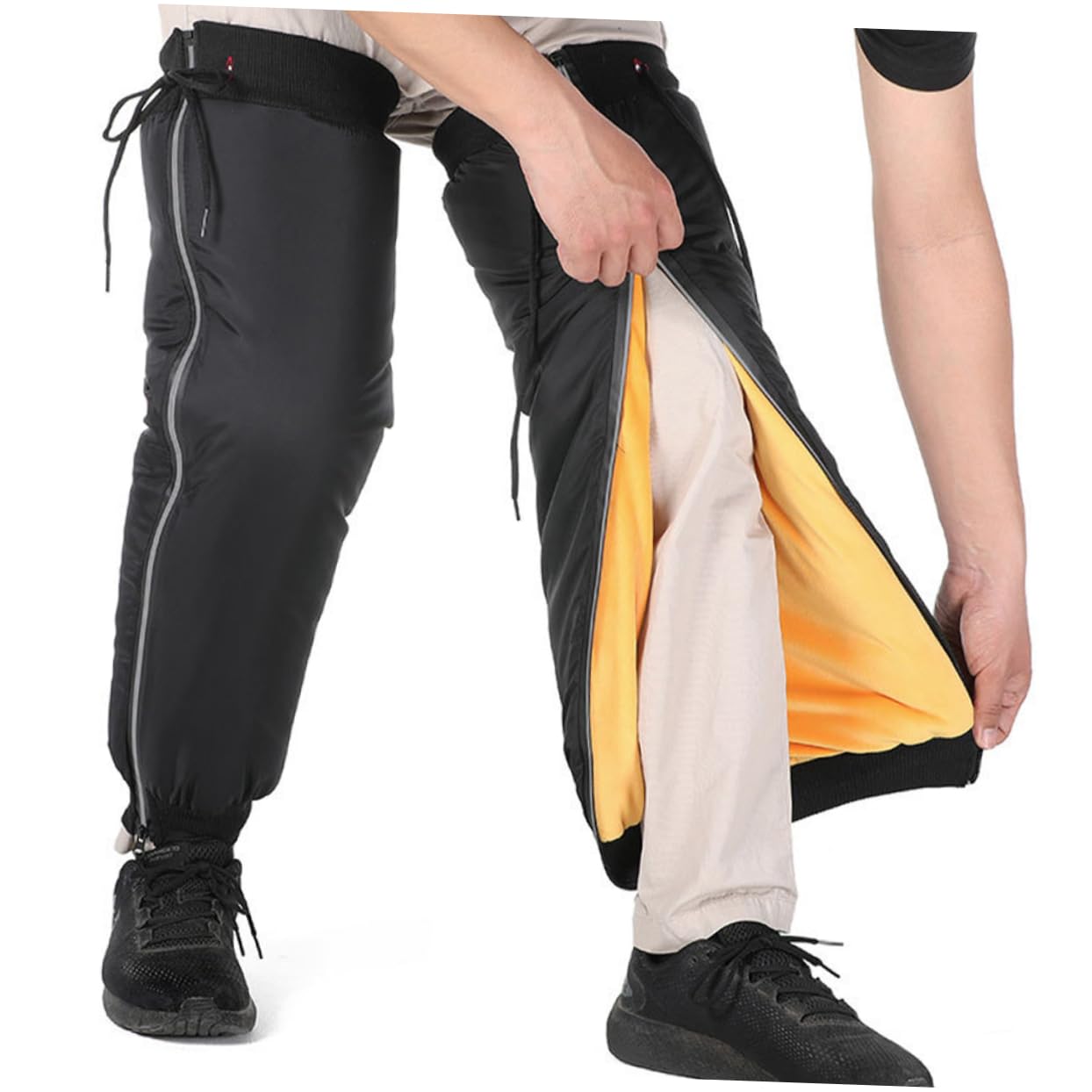 Gatuida Warm Hiking Leg Gaiters Zipper Windproof Calf Covers Insulated for Cold Weather Reflective for Night Riding