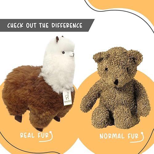 Miniatura 33 de Peluche de alpaca, 12 pulgadas, lindo, suave y tierno juguete de peluche de alpaca hecho a mano en piel natural de Alpaka real (12 pulgadas, beige)