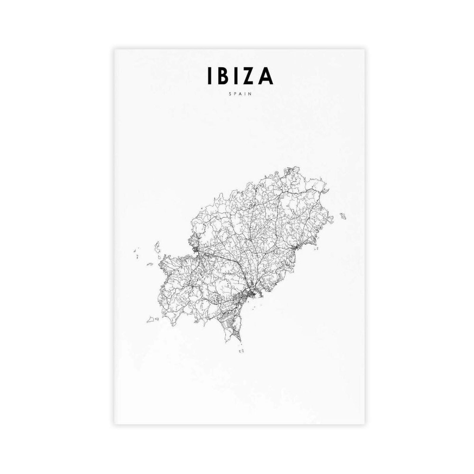 QOGDAF Ibiza Spain Map Canvas Poster Wall Art Decor Print Picture Paintings for Living Room Bedroom Decoration 08x12inch(20x30cm)