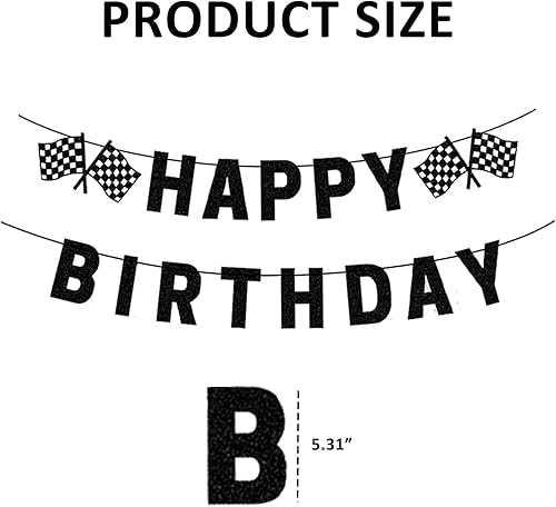 Cartel de feliz cumpleaños de coche de carreras preencordado, decoraciones de cumpleaños para niños, decoraciones de fiesta de cumpleaños con
