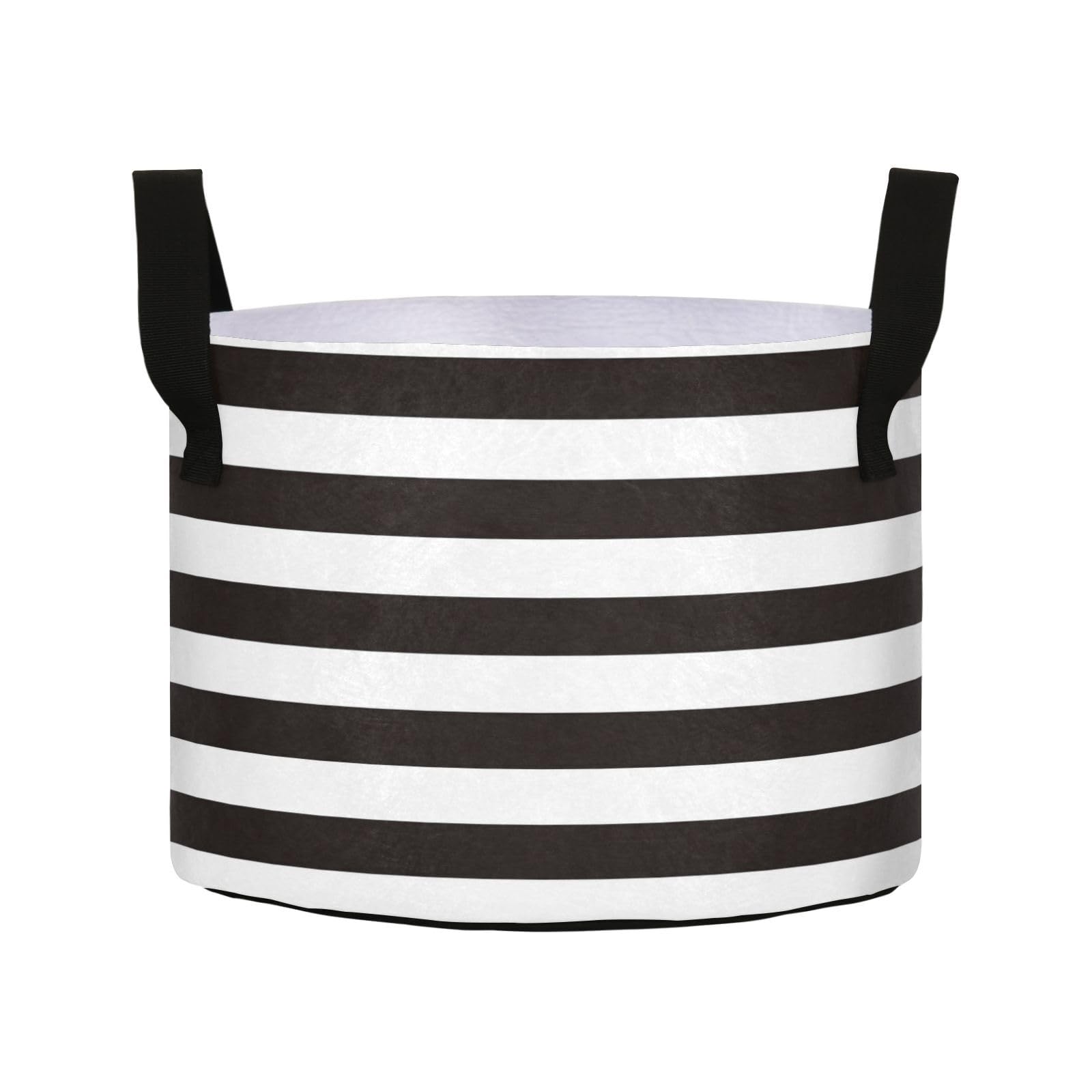 AHOMY Plant Grow Bag 3 Gallon, Black and White Stripe Round Fabric Plants Pots with Handle for Plants,Flowers,Vegetables