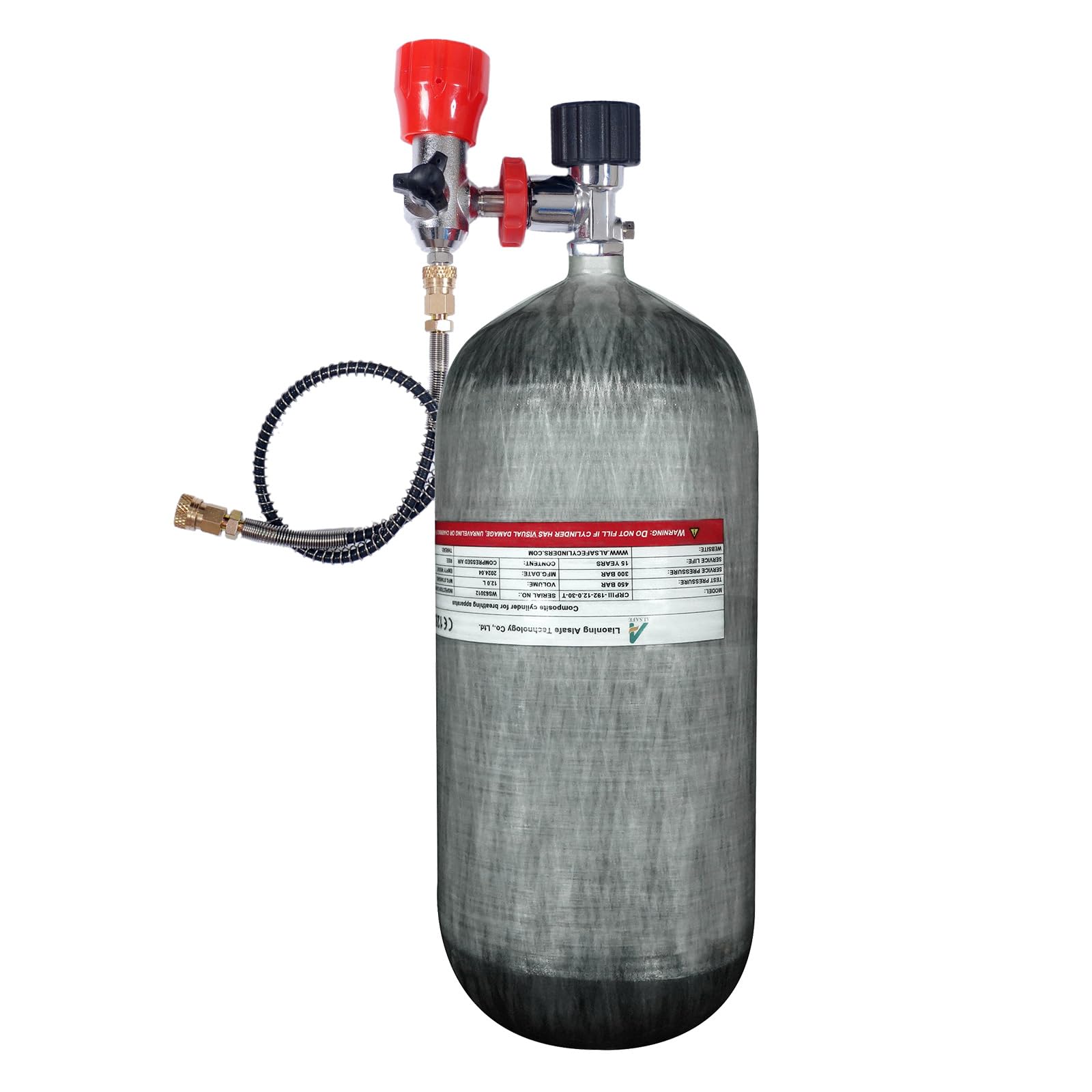 TUXING 30MPA PCP Tanks Scuba Diving Carbon Fiber air Cylinder with guaged Valve for Pcp Scuba Diving (12L+HPA+Filling)