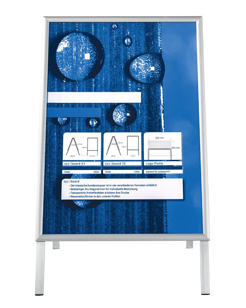 Kundenstopper / Plakataufsteller Aus Aluminium, 50x70 Cm (DIN B2), Beidseitig Bestückbar, Inkl. 2 Antireflexfolien