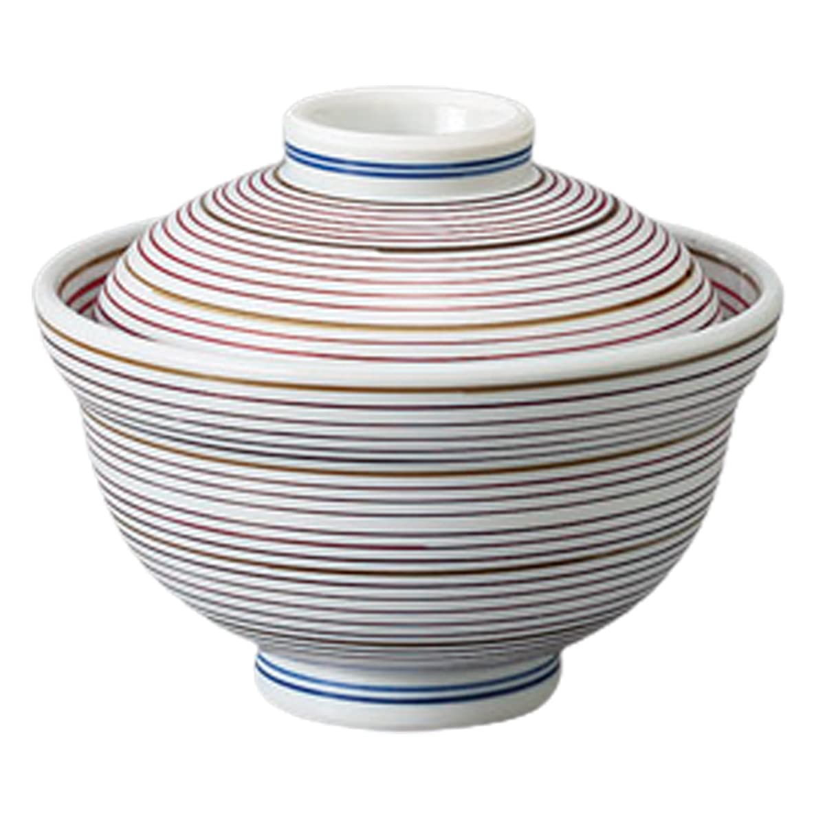 Amazon.co.jp: 山下工芸(Yamashita kogei) 蓋つきどんぶり 赤絵駒筋4.5