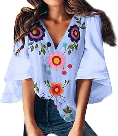 Blusas Básicas De Verano Blusas De Manga Larga para Mujer Ropa de Fiesta  Blusas con Cuello