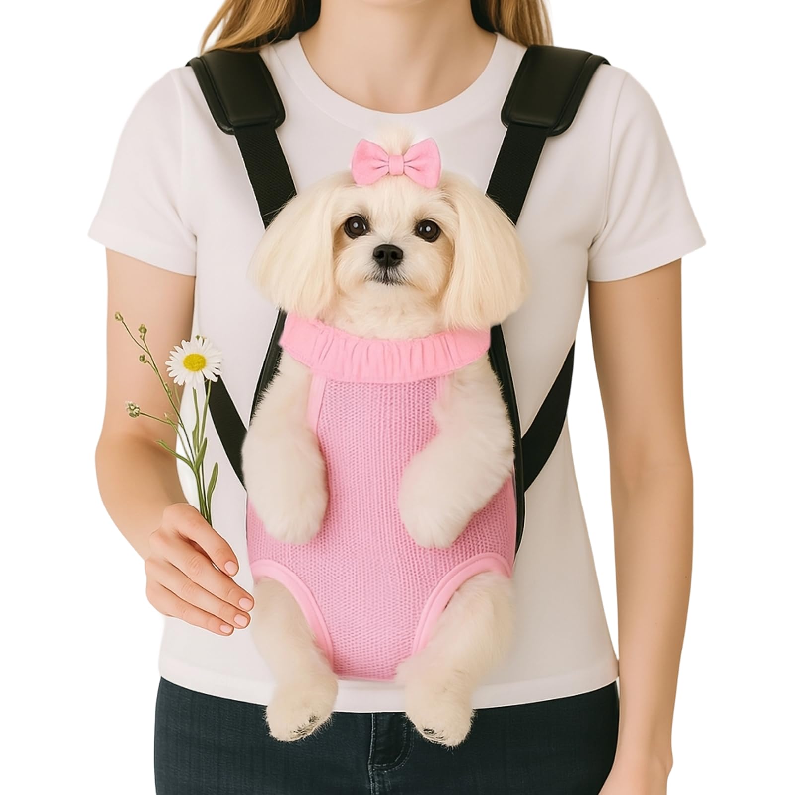 Mosago Dog Backpack Carrier, Pet Sling Front Backpack for Small Medium Dogs 10-16 Lbs, Legs Out, Adjustable Wearable Puppy Chest Travel Bag, Thick