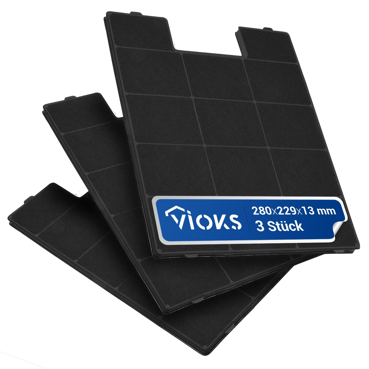 VIOKS Aktivkohlefilter Abluft 3x SET Filter Dunstabzugshaube Zuschneidbar Ersatz für Amica KF 17131 & KF 17133 Kohlefilter Zuschneidbar/Dunstfilter Abzugshaube/Cleanair Aktivkohlefilter