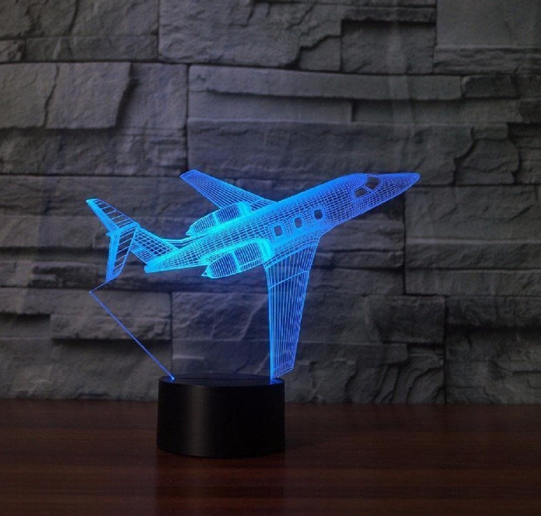 3D Abstract Plane Airplane Night Light – 7 Color Change LED Table Lamp, USB Powered, Acrylic Design