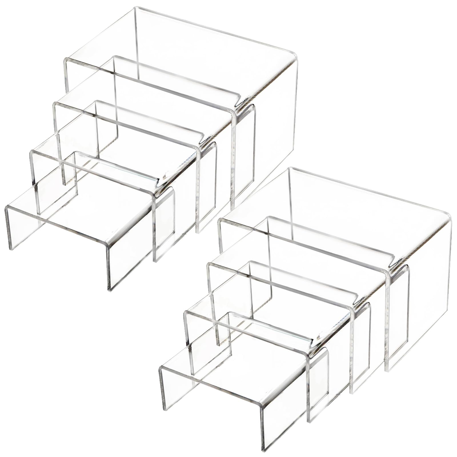 Milaloko 8Pcs Acrylic Display Risers (3",4",5",6") Clear Showcase Stands Collectibles Display Shelf, Tabletop Display Stand for Cupcakes Dessert Candy Figures