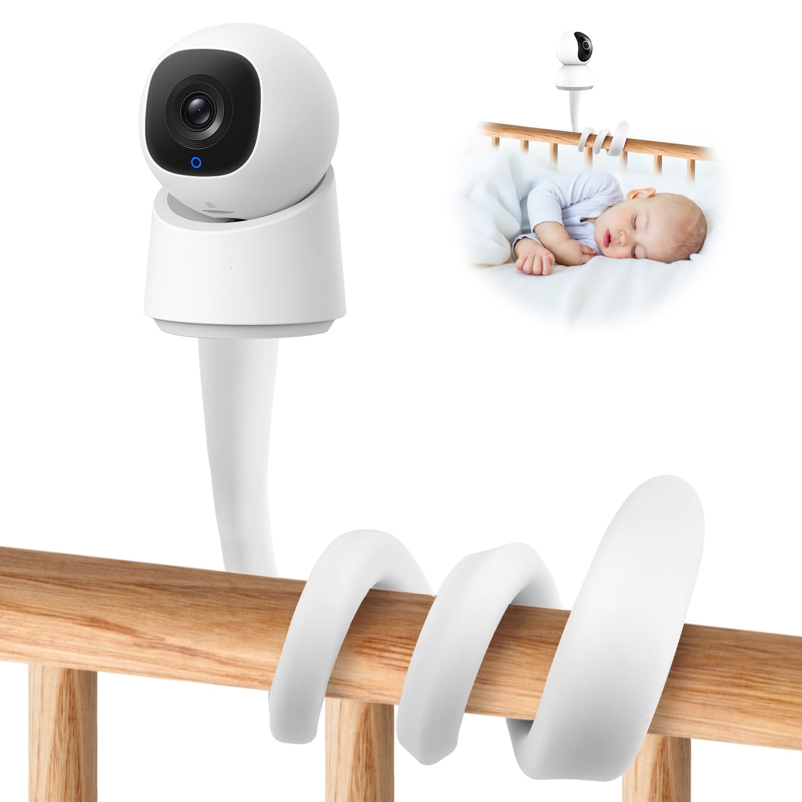 Soporte Camara Vigilancia Bebe Universal, Soporte Vigilabebes con Tornillo 1/4", Soporte Camara Bebe con Palo Flexible, Soporte para Monitor de Bebé, Compatible con la Mayoría de Vigilabebés
