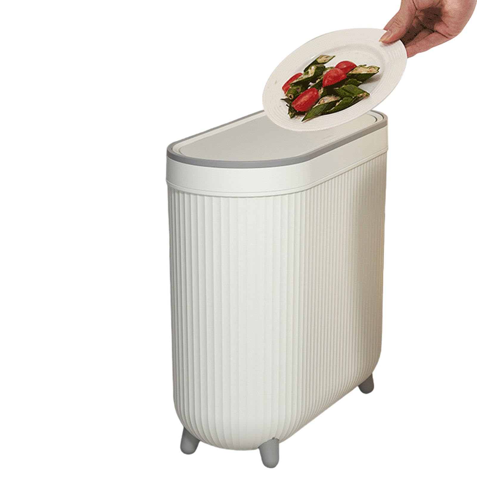Pattumiera per WC, pattumiera con coperchio – Cestino per la spazzatura – con coperchio – pattumiera per WC – Pattumiera sottile per rifiuti da bagno