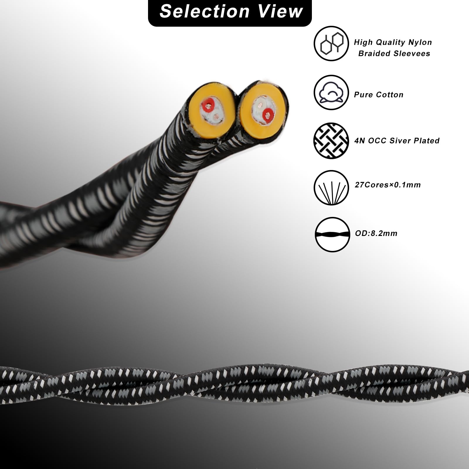 Preffair Cavo per giradischi con filo di messa a terra, cavo RCA placcato oro, doppio cavo di interconnessione RCA stereo per preamplificatore, giradischi, amplificatore (X425-2R, 0,9 m)