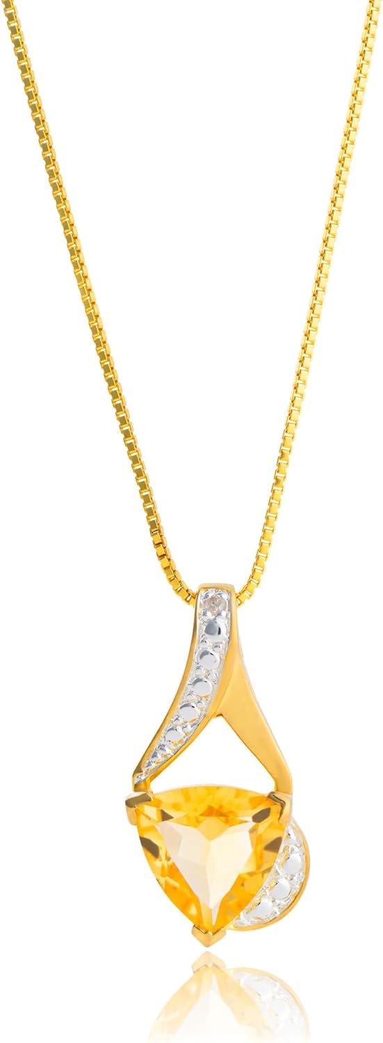 14k White Gold 8mm Cushion Cut Birthstone Solitaire Pendant Necklace for Women with 18 inch Box Chain by MAX + STONE