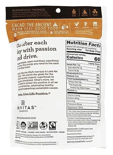 Miniatura 2 de Navitas Organics Cacao en polvo, bolsas, 30 porciones, 1 libra (paquete de 1), 16 onzas