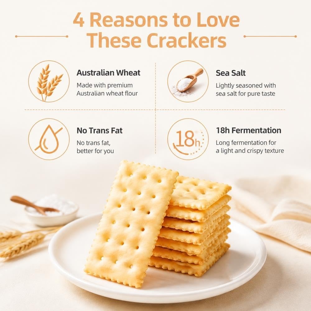 Cracker alla soda e sale marino, snack al forno, 360 g