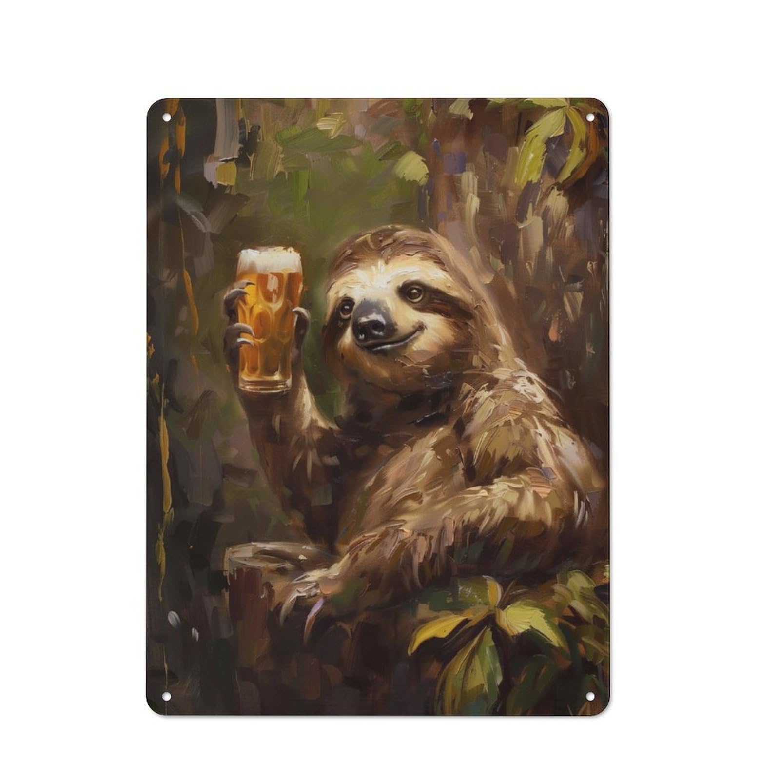 Junmoney Beer Drinking Sloth Retro Metal Wall Sign 40X30cm With For Pub Or Café, A Housewarming Gift For Hospitality Wall Decor Collectors