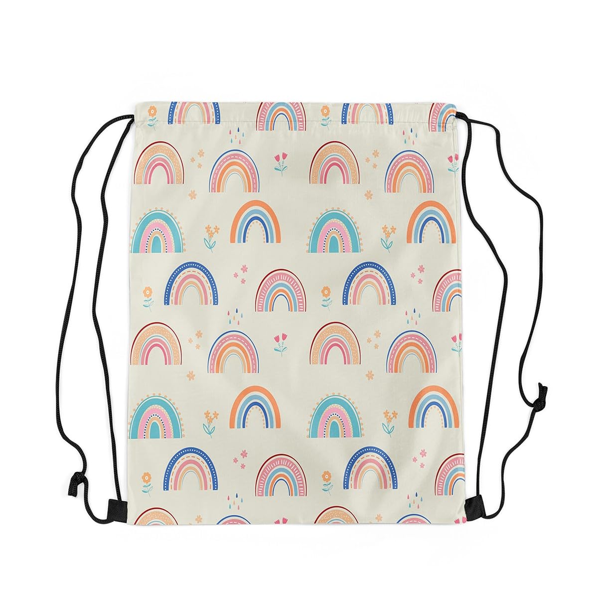 Loussiesd Rainbow Drawstring Bags 40x33cm, Multicolor Drawstring Backpack Colorful Stripes Gym String Bag Pastel Waterproof Cinch Bag
