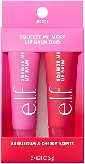 e.l.f. Squeeze Me Lip Balm Duo: Hydrating Cherry & Bubblegum Tinted Balms with Hyaluronic Acid, Vegan & Cruelty-Free