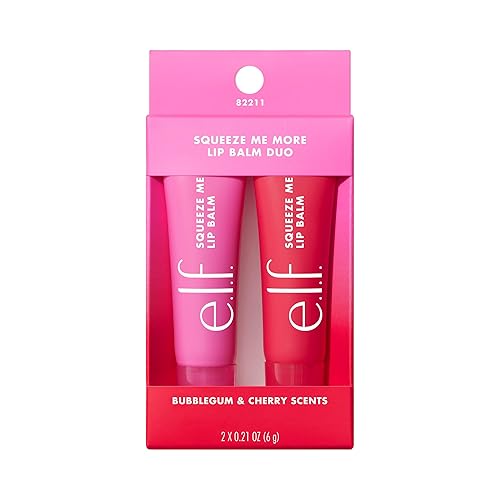 e.l.f. Squeeze Me More Lip Balm Duo - Bálsamo hidratante para un tinte de color transparente, fabricado con ácido hialurónico, vegano y libre de