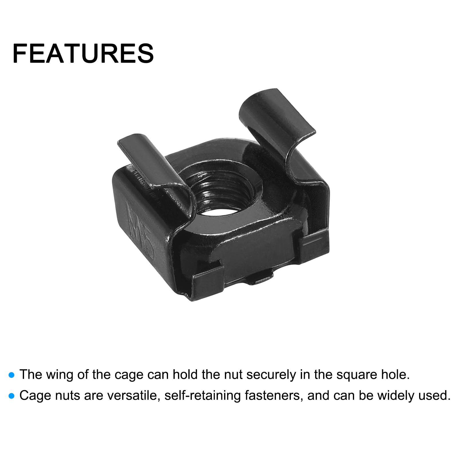 QUARKZMAN Dadi a Gabbia a Inserimento Rapido, Dado in Acciaio Carbonio M5 x 0.8mm per Armadio Scaffale Server 5pz