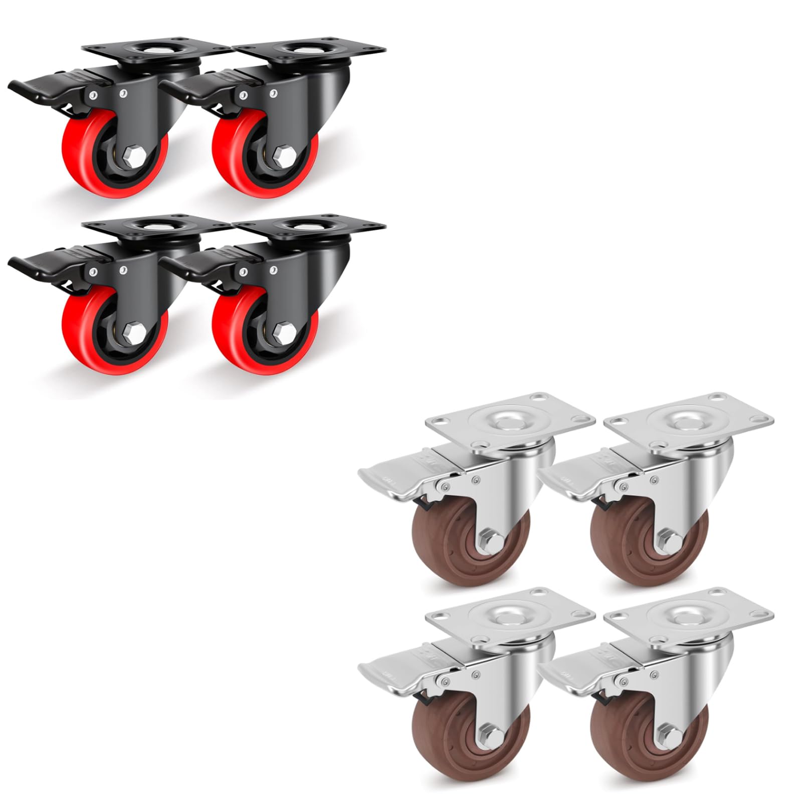 Sohnvwtgd 5 3 Inch High Temperature Casters Wheels & Casters Wheels Set Of 4, 3 Inch Heavy Duty Caster With Brake 1200 Lbs