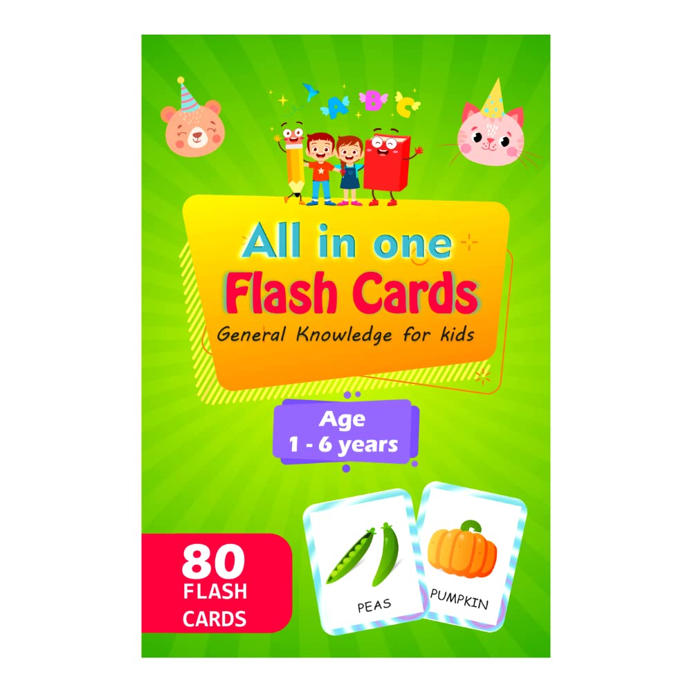 Exello Flash Cards for Kids Early Learning, 7 Topics ( Fruits, Vegetables, Animals, Birds, Transport, Shapes) Learning Activities for Preschoolers (Set of 80 Flash Cards)