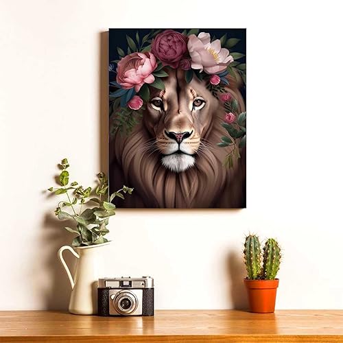 Miniatura 5 de Reofrey Kits de pintura de diamantes para adultos, león, arte de diamantes de imitación, taladro completo, accesorios de pintura de diamantes de