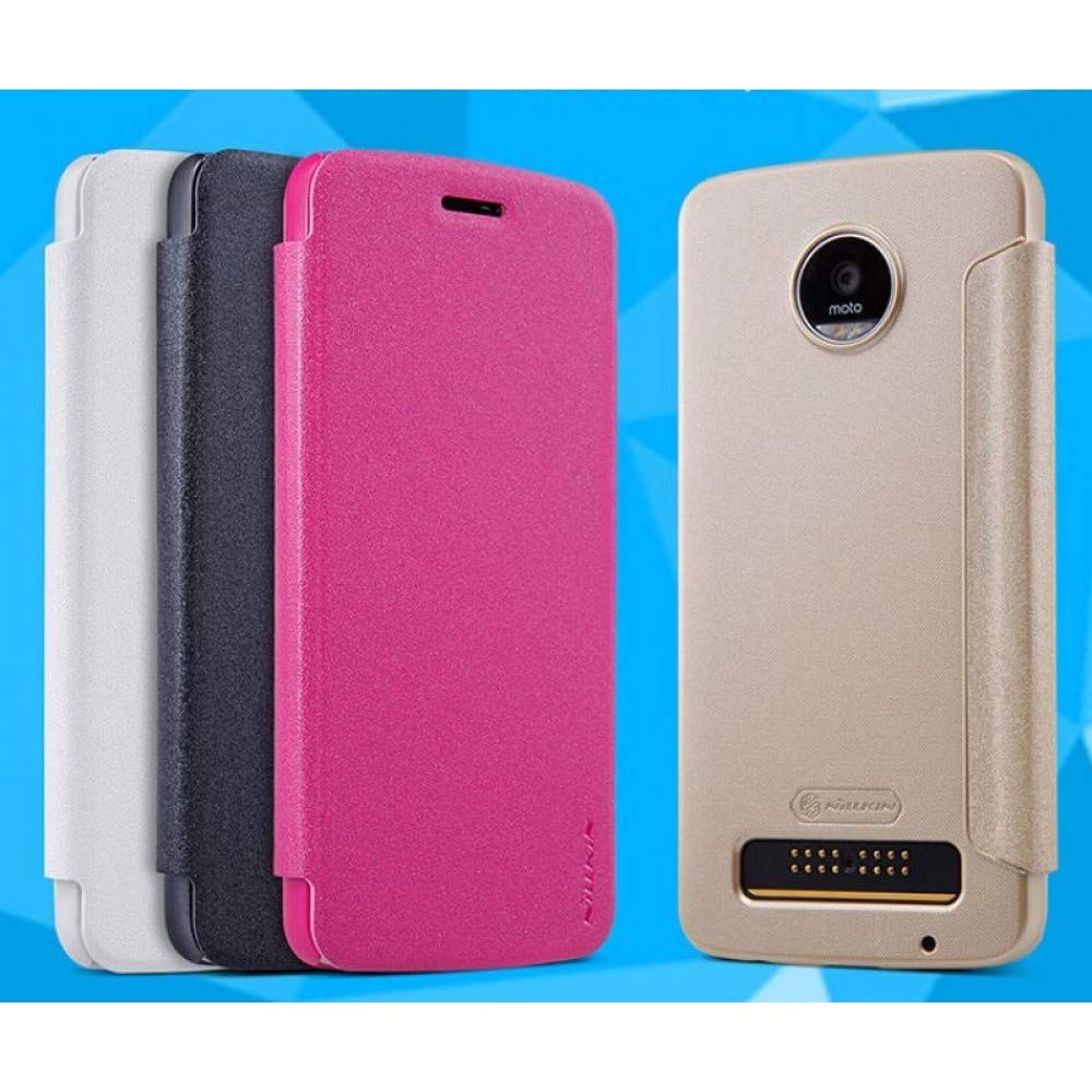 Nillkin Sparkle Series PU Leather Flip Case For Motorola Moto Z Play [5.5" 2016] [Black Gray Color]