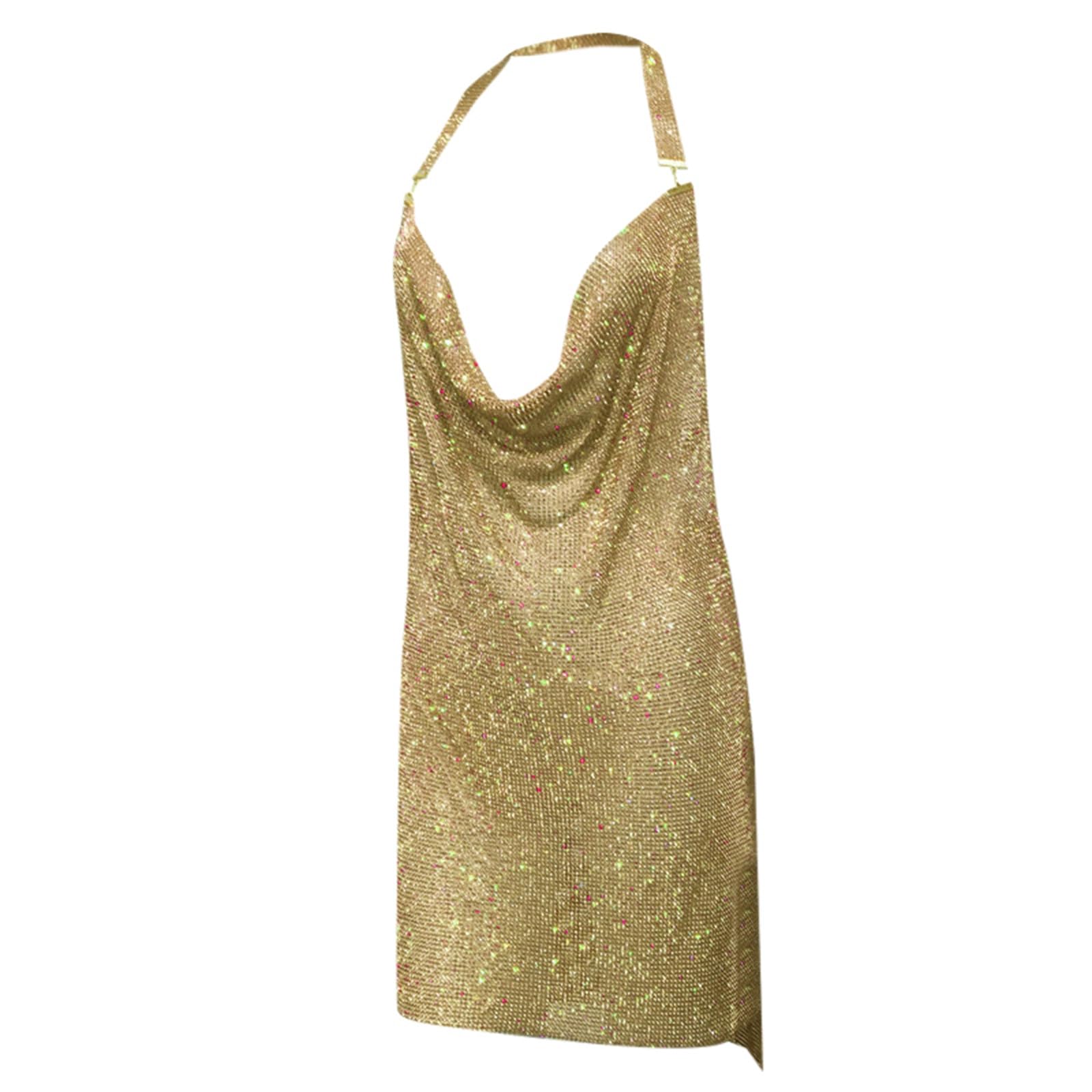 Générique Robe de soirée Femme Robe Moulante à Paillettes pour Femmes pour Les soirées en boîte de Nuit Robe Mini Sexy à Bretelles Spaghetti en Strass