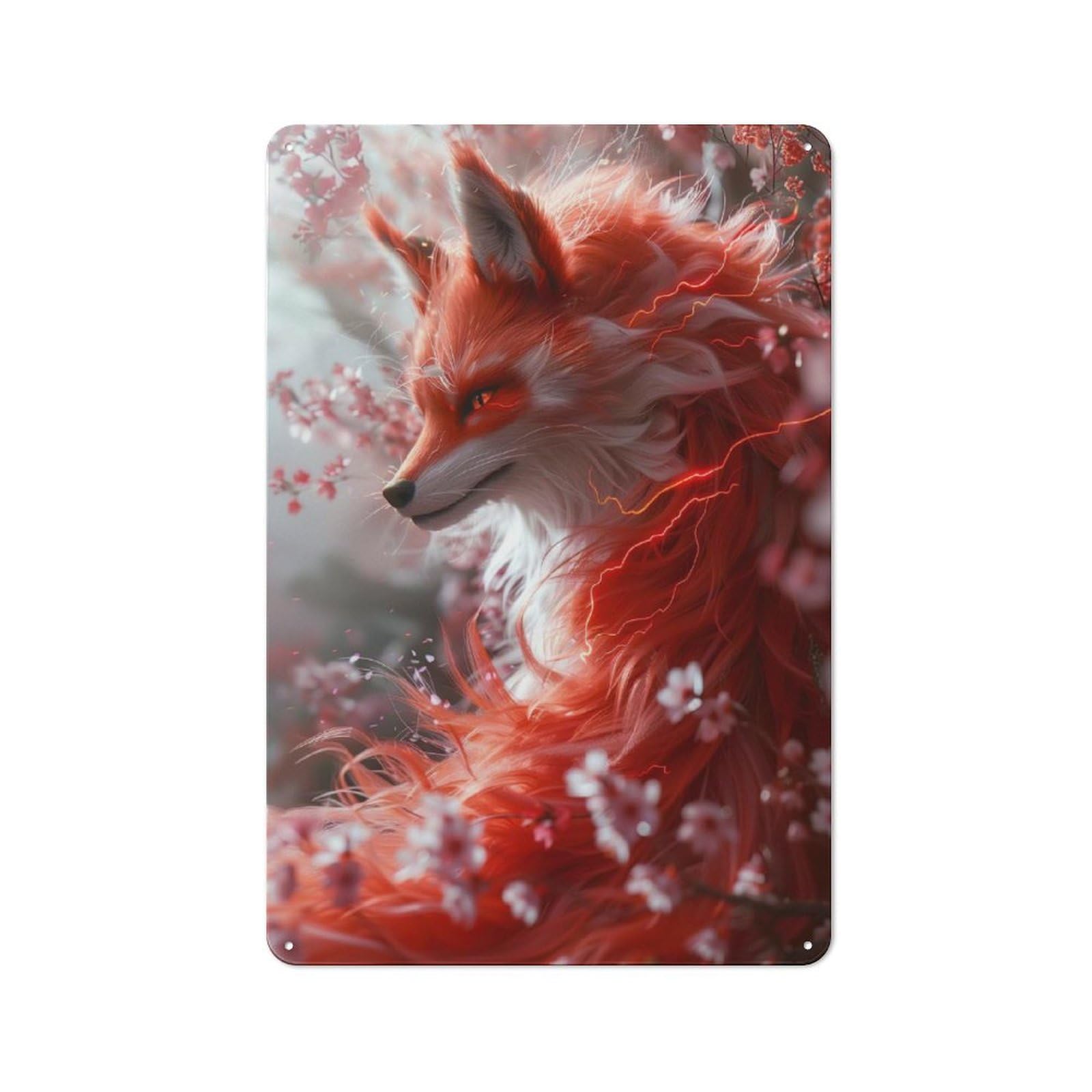 Junmoney Style-16 Vintage Tin Sign 30X20cm With Red Fox Fantasy For Garage Or Workshop, For Metal Sign Collectors, For Cafés, Pubs And Restaurants