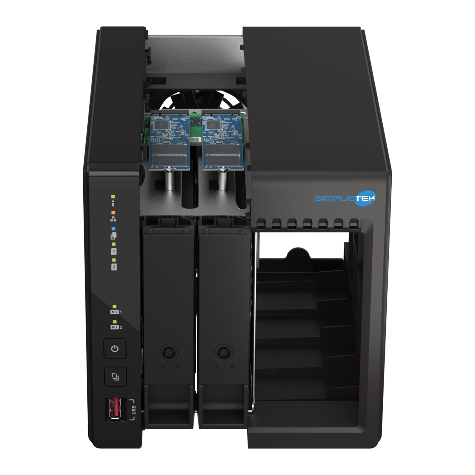 SIMPLETEK - Server Storage NAS a 2 Vani con 2x SSD 960GB - Quad-Core 2.0GHz - 8GB RAM DDR4 Integrata - 2 Slot M.2 NVMe - Doppia Rete 2.5GbE