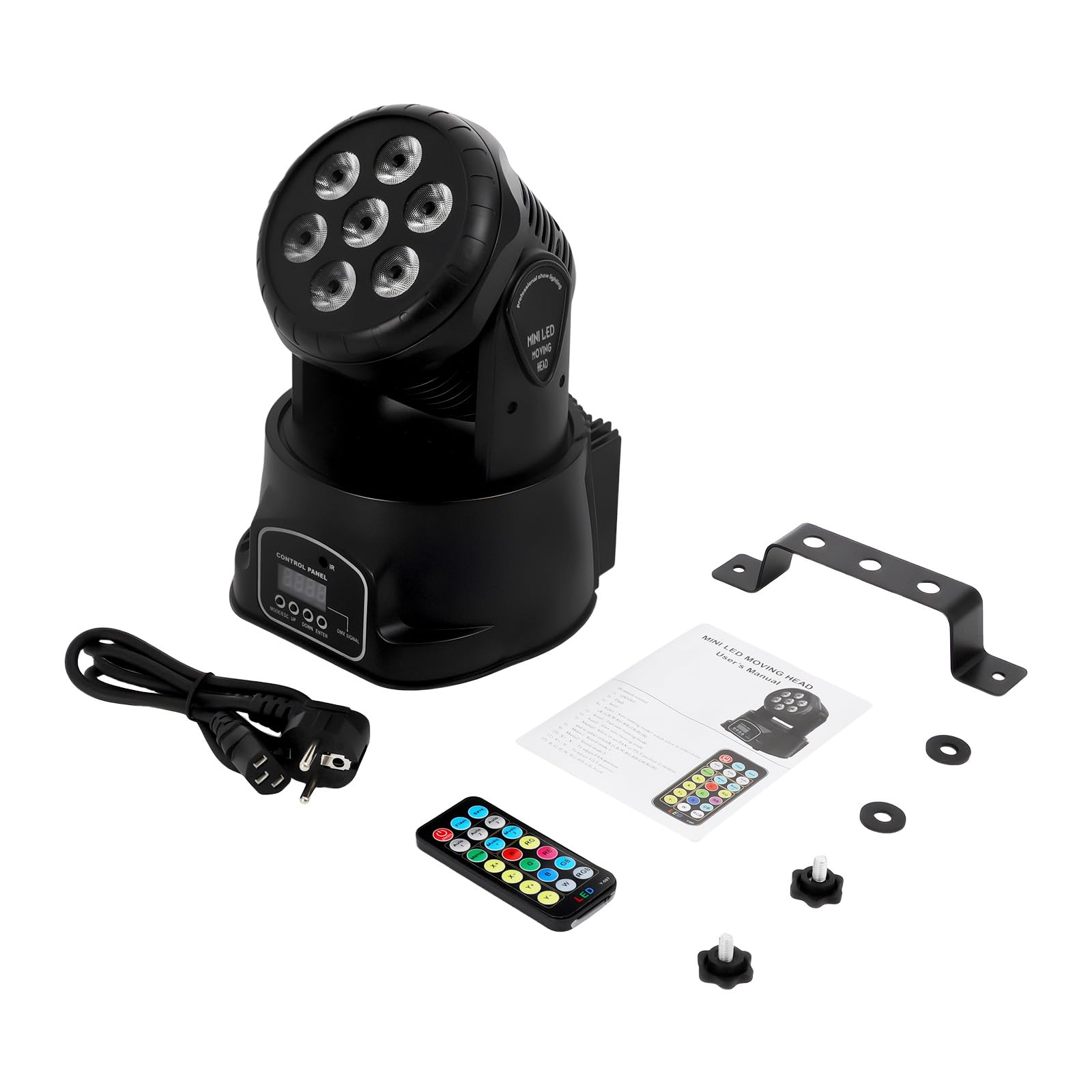MINRS 7 x 10 W Moving Head LED Mini luce da palcoscenico dmx512 RGBW effetti di luce 5 modalità di controllo, luce da discoteca, con telecomando, effetto strobo illuminazione per discoteca, bar, club,