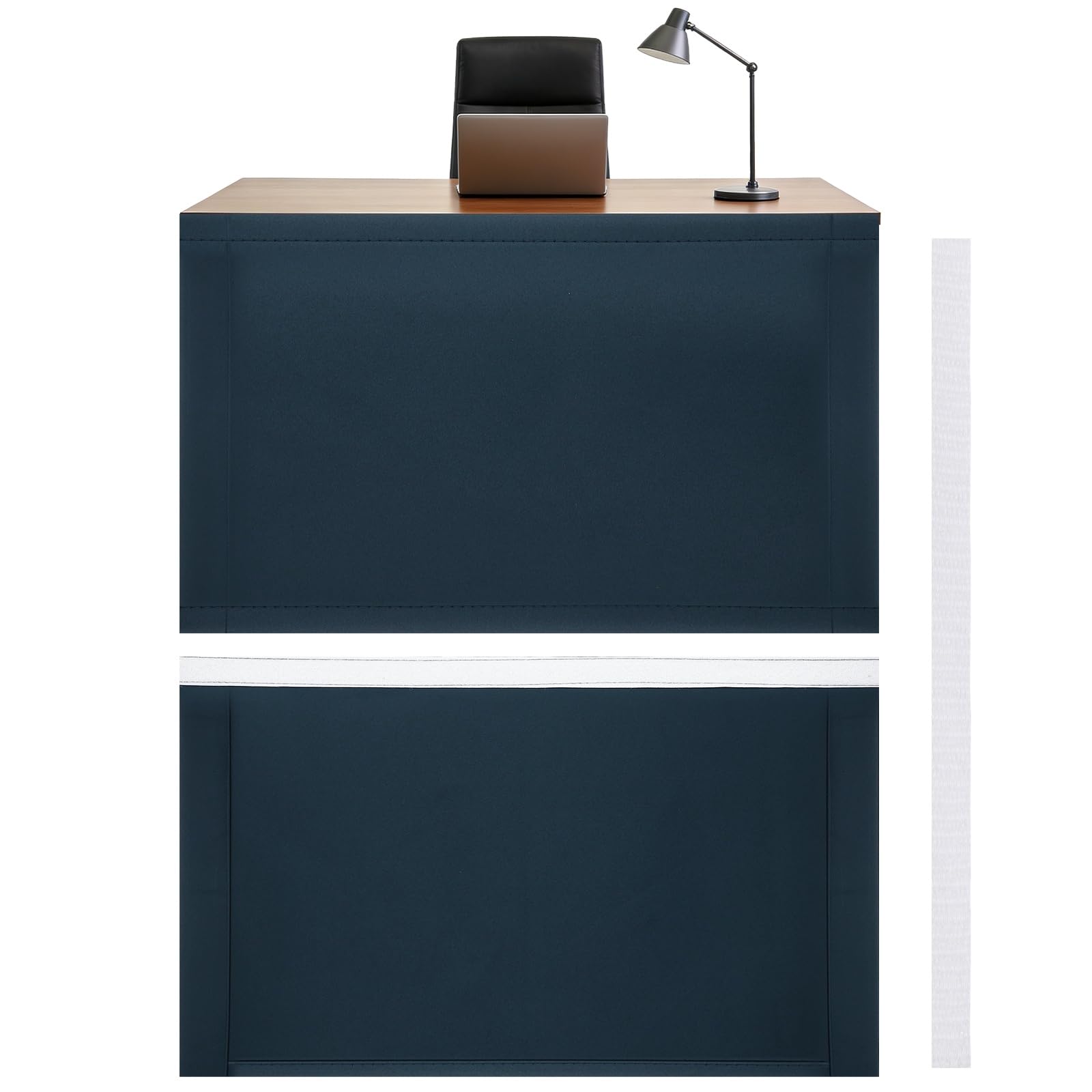 PATIKIL 39x24 Inch Under Desk Privacy Panel, Under Desk Privacy Curtain Skirt Modesty Closet Cabinet Short Curtains with Hook & Loop Tape for Office Workstation Home Kitchen, Navy Blue