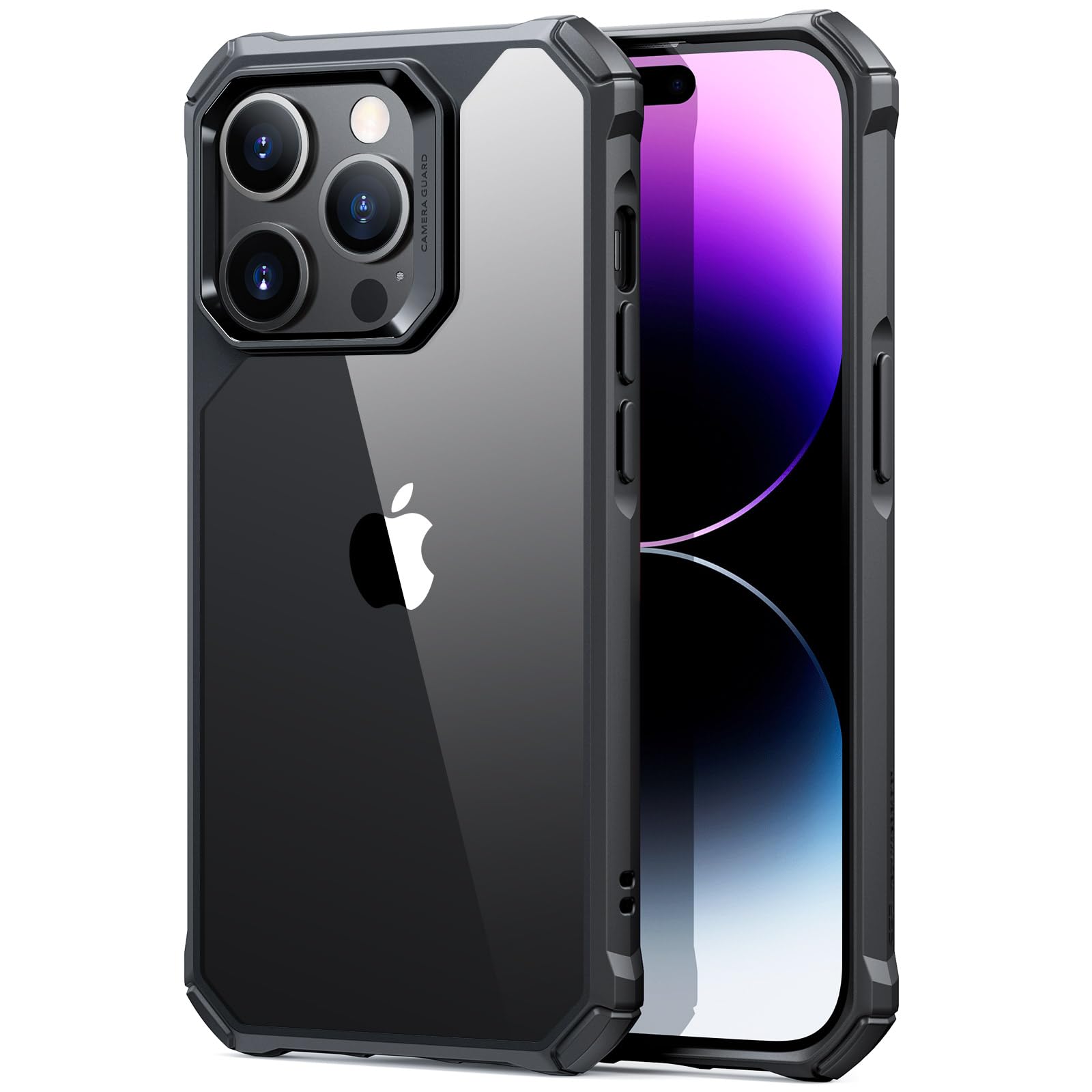 ESR for iPhone 14 Pro Max Case,Military-Grade Drop Protection, Shockproof Air-Guard Corners, TPU Phone Case, Anti-Yellowing, Air Armor Scratch Resistant, Hard Acrylic Back Case, Clear Black