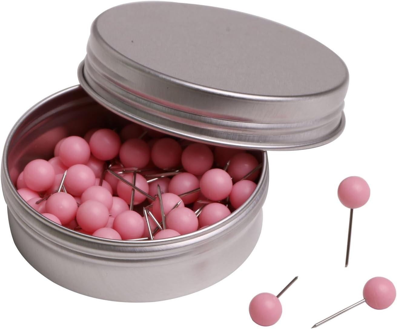 Tupalizy 100PCS 1/4 Inch Small Round Head Map Tacks Pins for Home Office Bulletin Cork Board Use and DIY Craft Project (Light Pink)
