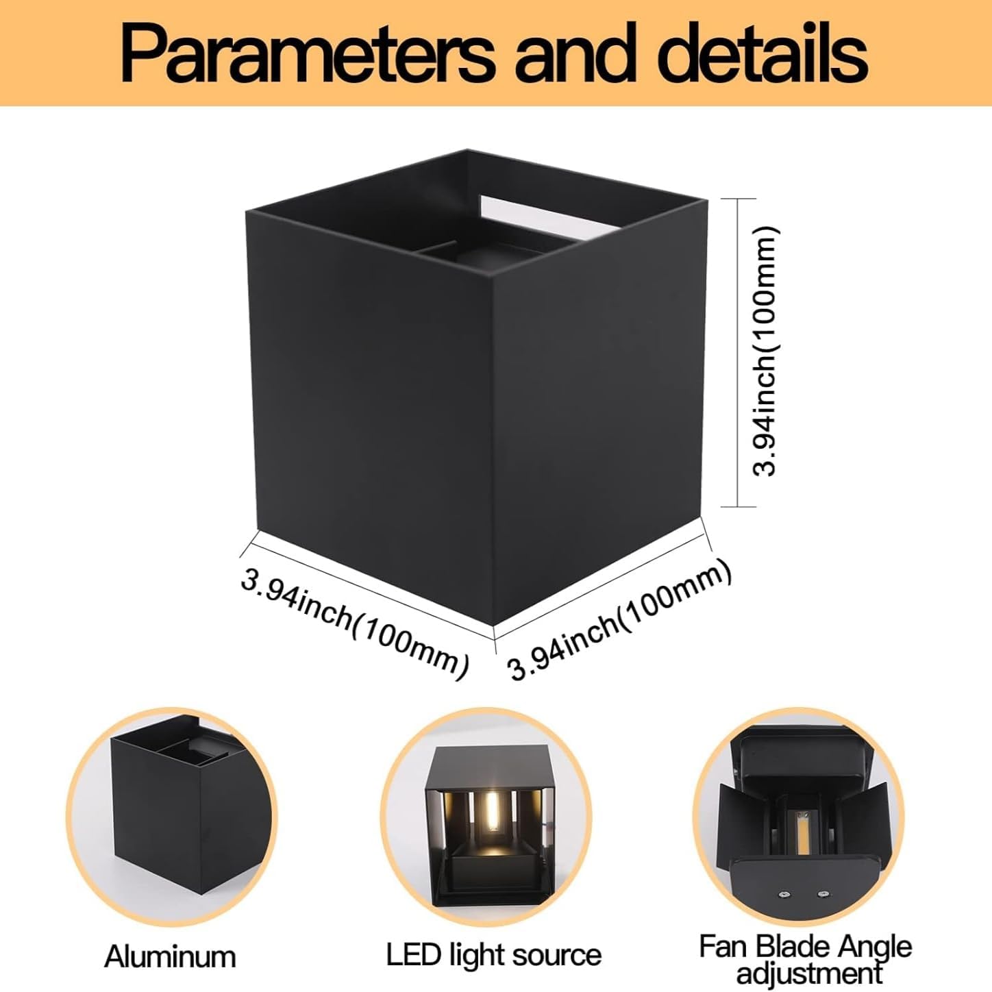 Mille Lucciole 12W 2Pack Outdoor Wall Lights Exterior/Interior,LED Black Outdoor Wall Sconces Light Fixtures Modern,IP65 Waterproof Square Aluminum Wall Lamps, Up and Down Lights 3000K Warm Lights