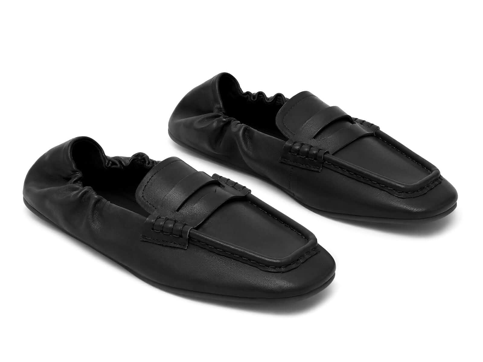Coutgo Penny Loafers for Women Square Toe Elastic Flats Slip On Dress Shoes Moc Toe, Walking, Driving, Flat Shoes, Comfortable, Dressy, Casual, Work, Office