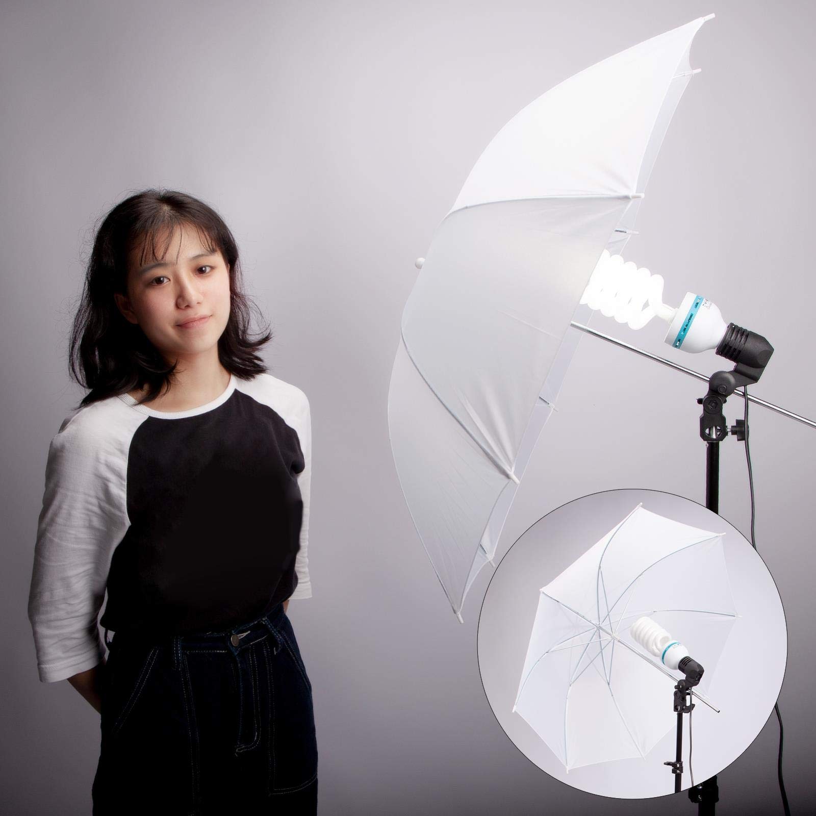 6x 84cm professionale studio fotografico pieghevole ombrello diffusore riflettente, bianco traslucido, argento nero, oro nero, per ritratto riflettente foto