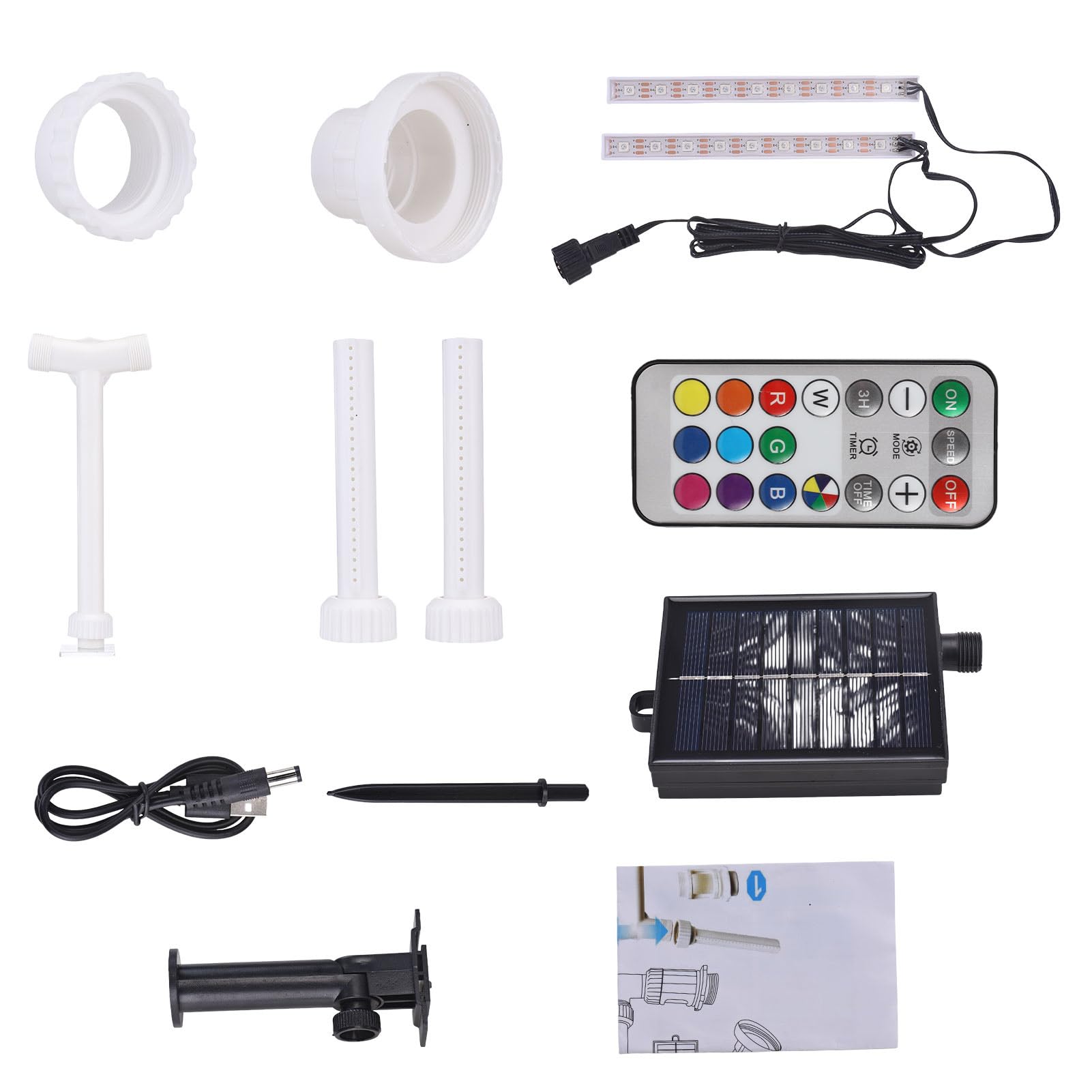 LICAEVEY Solar Pool Fountain, Doppelkopf mit LED-Leuchten und Fernbedienung