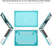 Vista 2 de Teryeefi Funda rígida para MacBook Air de 15 pulgadas M3 M2 2023 2024 [modelo A3114/A2941], resistente protección completa plegable con funda