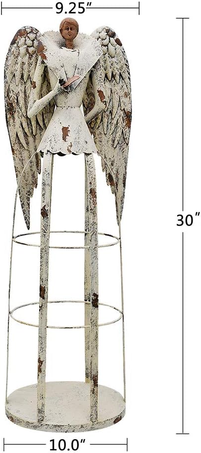 K KILIPES Metal Angel Garden Statue Decorative Angel Statue Indoor Outdoor Home Garden Decoration Antique Standing Angel Statue Memorial Statue Yard Art Decor (30" H)