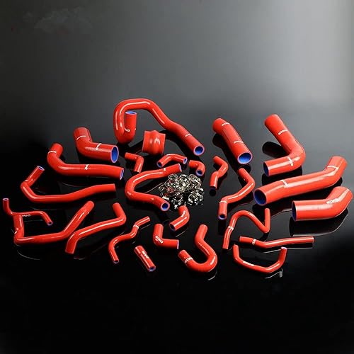 PIT66 Kit de manguera de radiador de silicona, compatible con Toyota Supra MA70 MK3 7M-GT7MGTE Turbo 3.0L rojo con abrazaderas