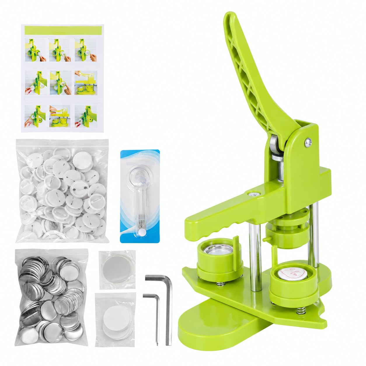 25mm Button Maker Machine, DIY Pin Badge Press Kit with 100pcs Parts