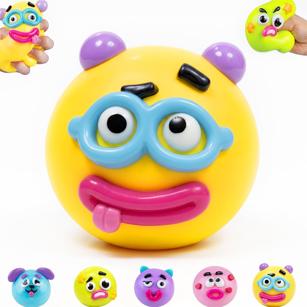 Smushers Fidget Toy,Interchangeable Faces Squishy Toys,TPR Stress Balls,Anxiety Relief Fidgets,Squishy Fidget Toys,Stress Toys,Party Bag Fillers for Kids, Fidget Toys (A)