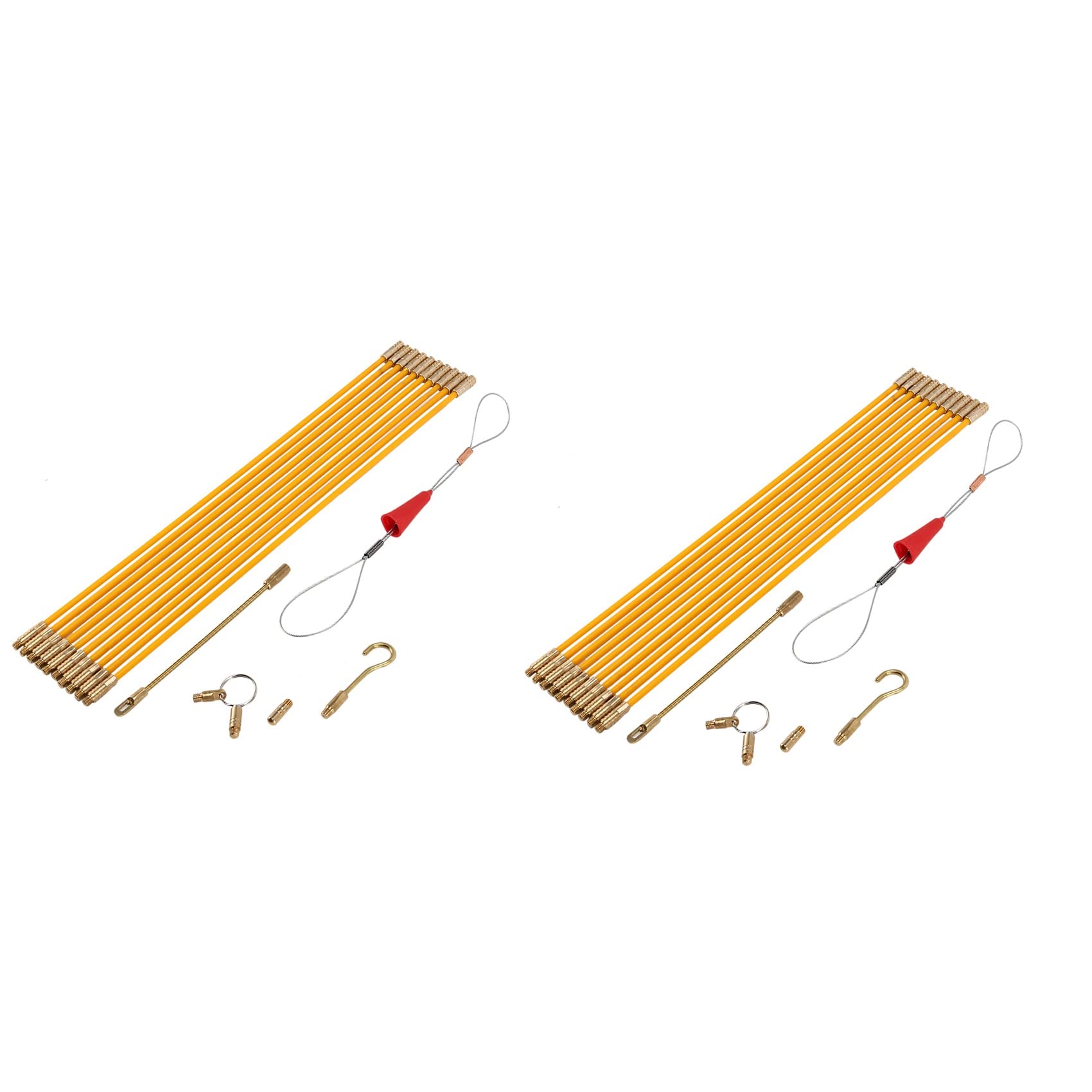 Jnchdghwa Yellow Cabling Rods Fish Tape 10.83Ft Fiberglass Electrical Cable Threader Running Puller In Case 20Rods X 33Cm