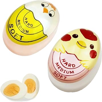 Egg Timer for Cooking Pack of 2 Egg Timer with Colour Changing in Chick Design Medium or Hard Boiled Eggs Practical and Precise Cooking Tool for Water with Colour Changing
