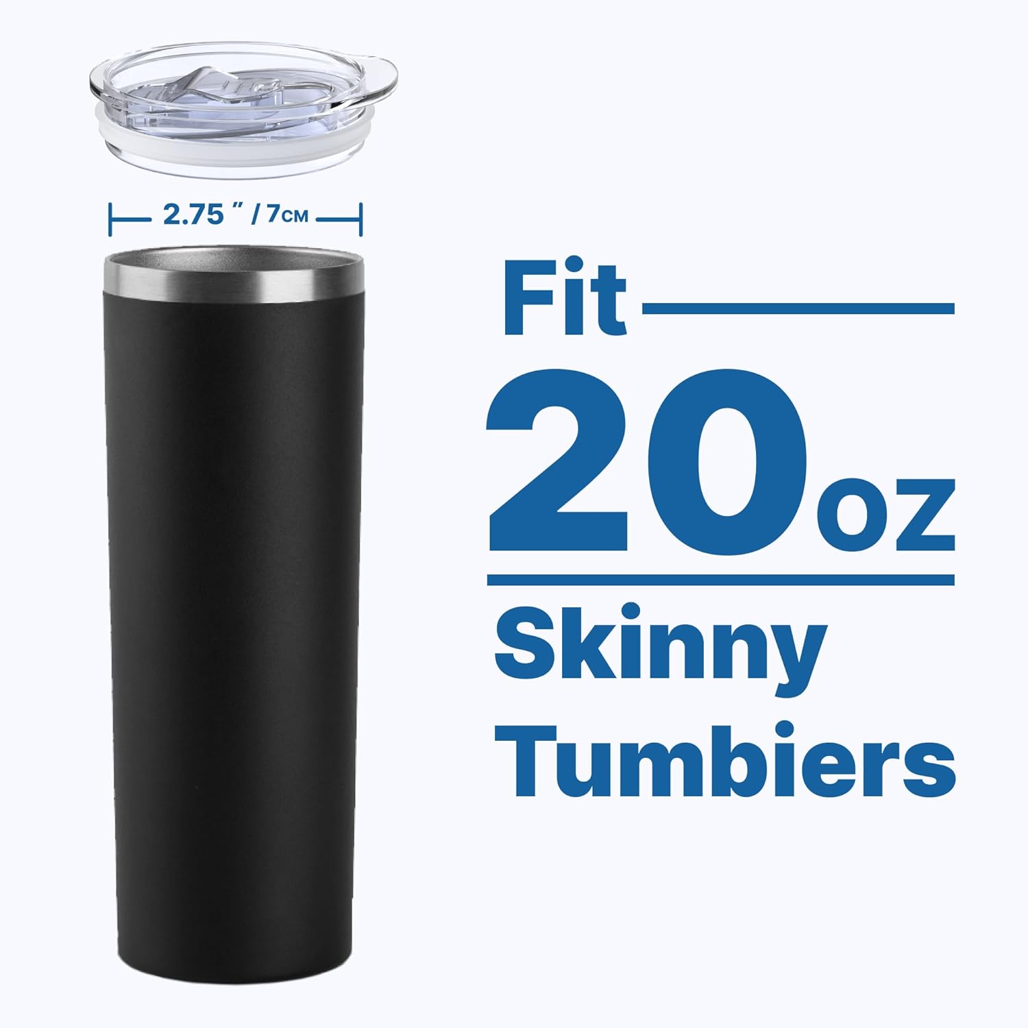 20 oz Skinny Tumbler Lids for SUNWILL, BJPKPK, koodee, Spill Proof Splash Resistant Covers Fits 2.73-2.75in Skinny Tumbler - Image 4