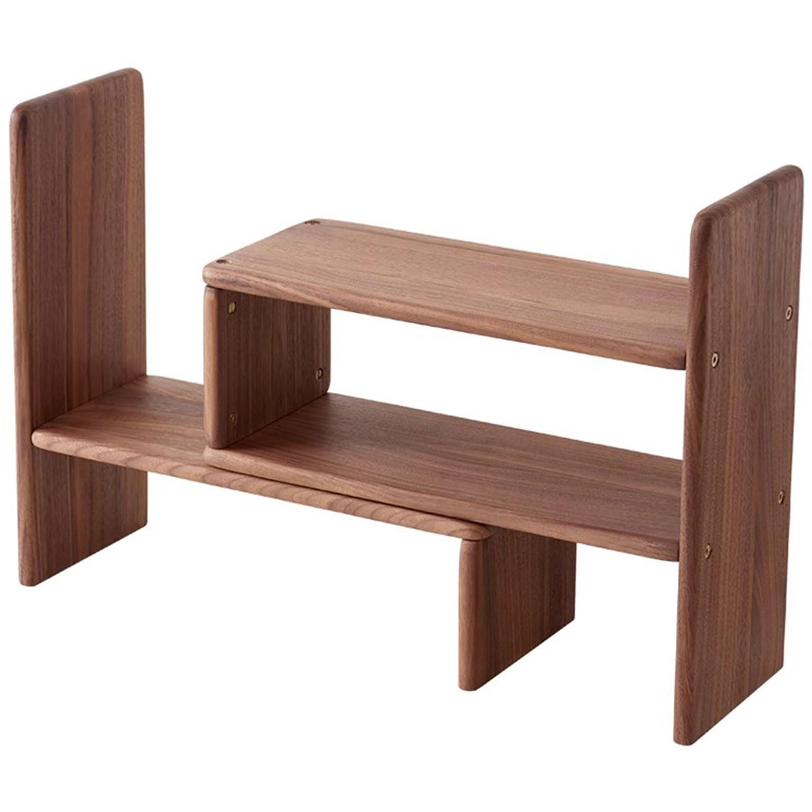 Regulowany mały serwis z książkami komputerowymi - Walnut Desktop Organizer Organizer Stojak do przechowywania biur - Rozszerzalne wyświetlacze szafy biurowe biurowe organizator biurka